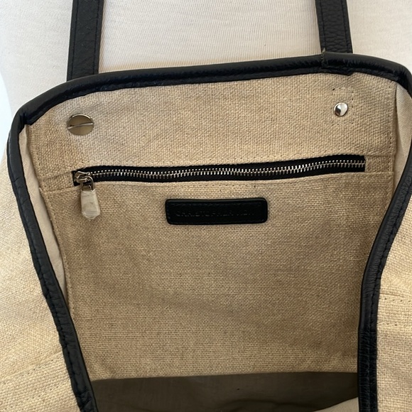 CHRISTOPHER KON - Natural Linen and Black Leather Tote with Adjustable Handles - Picture 5 of 13